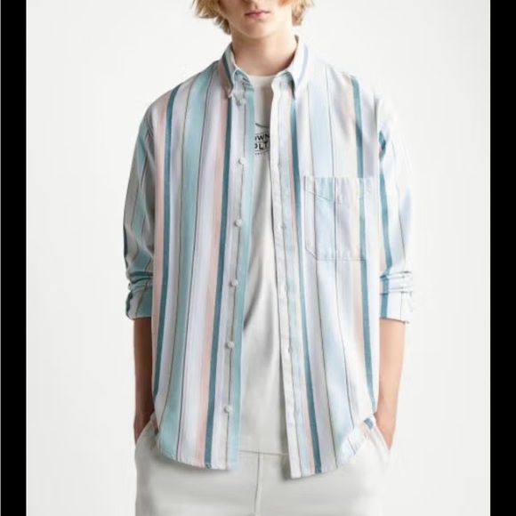 ZARA Men's Multicolor Striped Shirt - medium - Picture 3 of 6